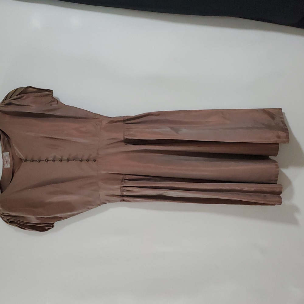 Elegant Brown Women's Dress P2P 20 In. Waist Is 15 In.